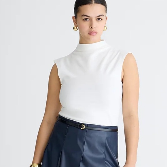 J crew Fitted mockneck tank top in stretch cotton blend - Picture 1 of 8